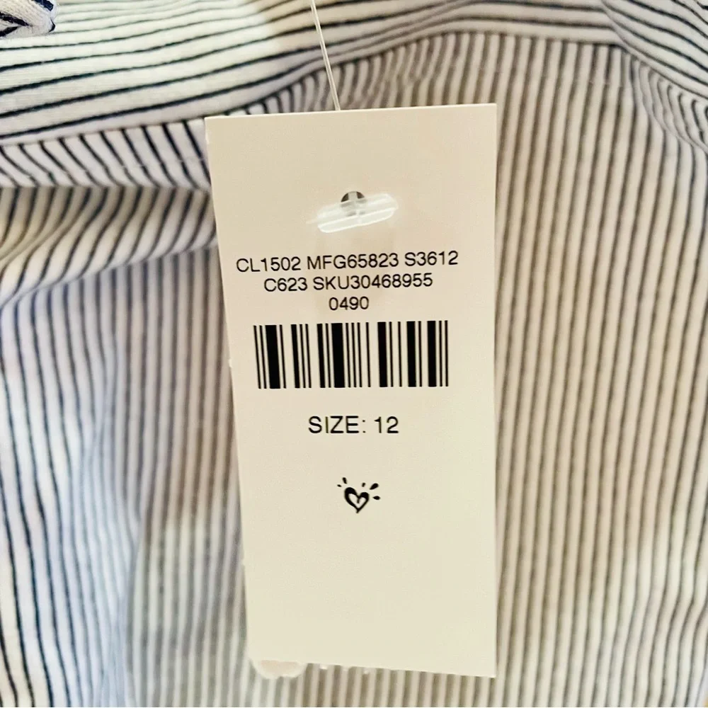 Justice Striped White and Black Top Size 12 NWT NEW!